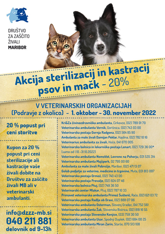 Akcija sterilizacij in kastracij psov in mačk